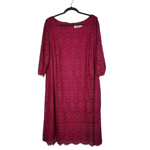 Eliza J Pink Fucia Lace Cocktail Dress Evening Event Party Wedding Guest - Picture 2 of 13